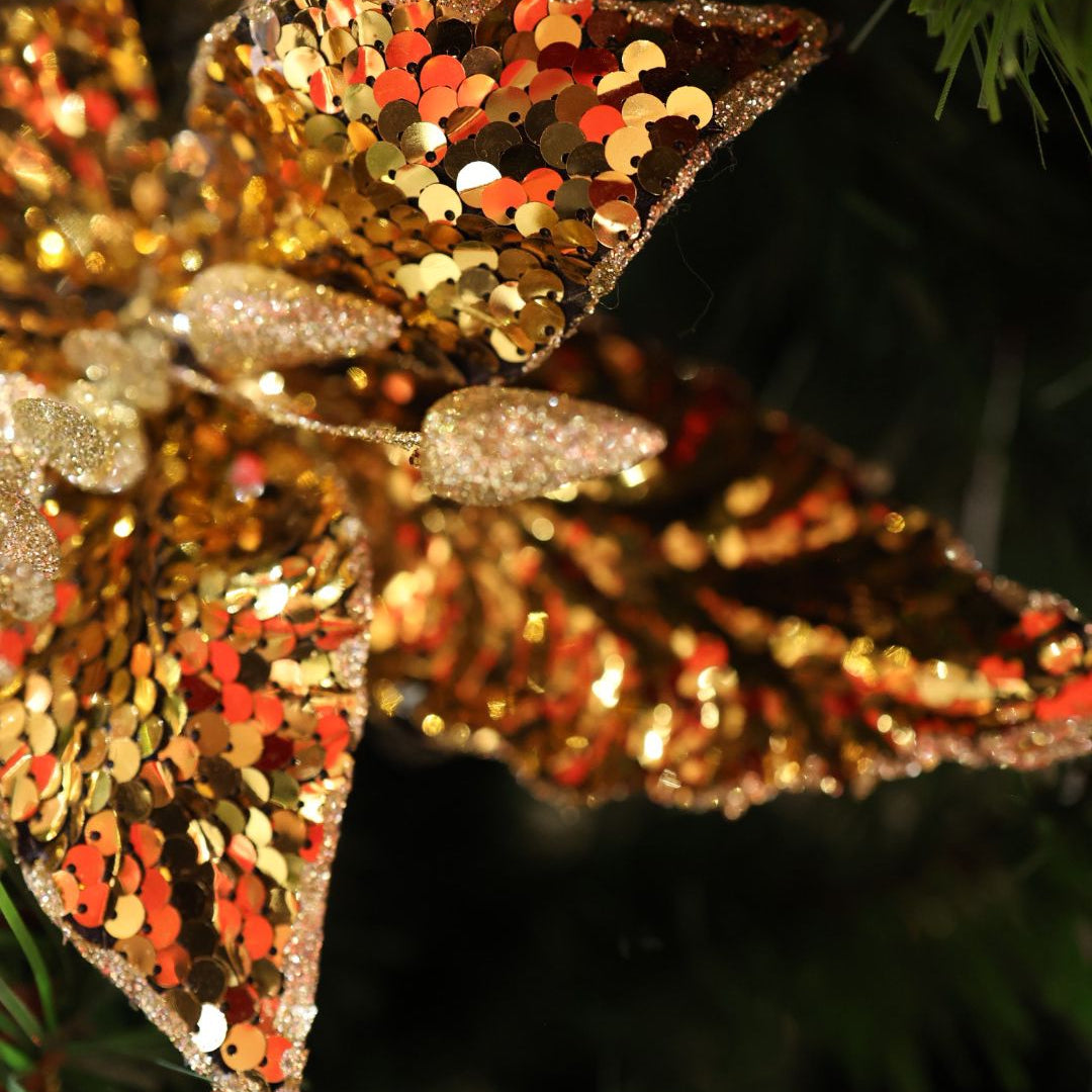 Poinsettia sequin gold