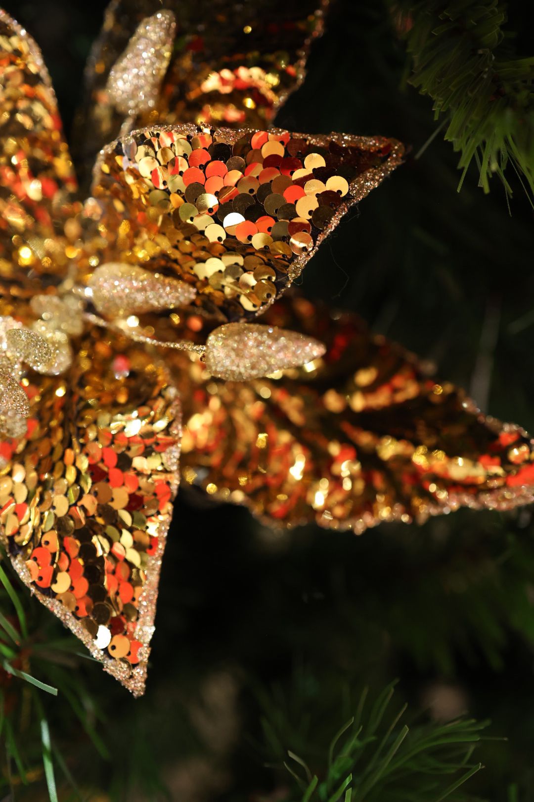 Poinsettia sequin gold