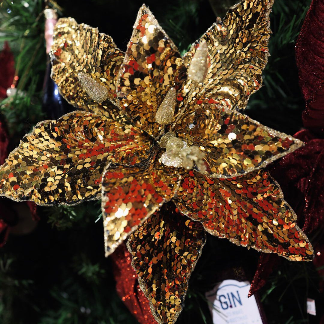 Poinsettia sequin gold