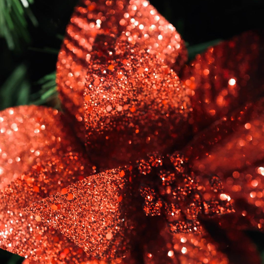 Ponsettia red glitter