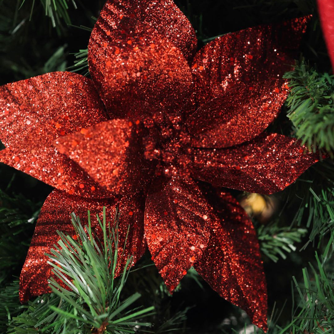 Ponsettia red glitter
