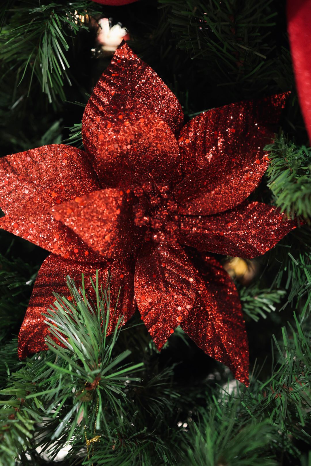 Ponsettia red glitter