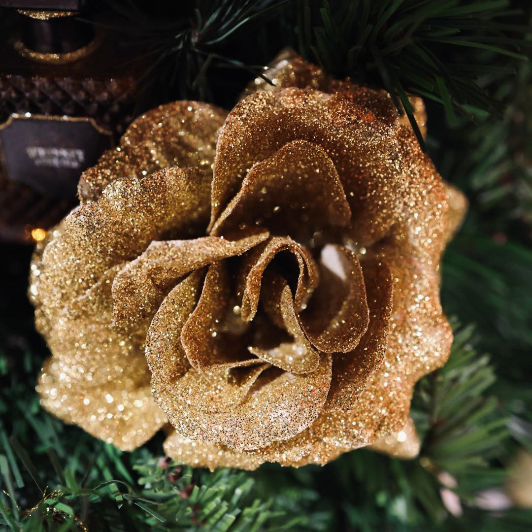Rose Clip - Gold Glitter