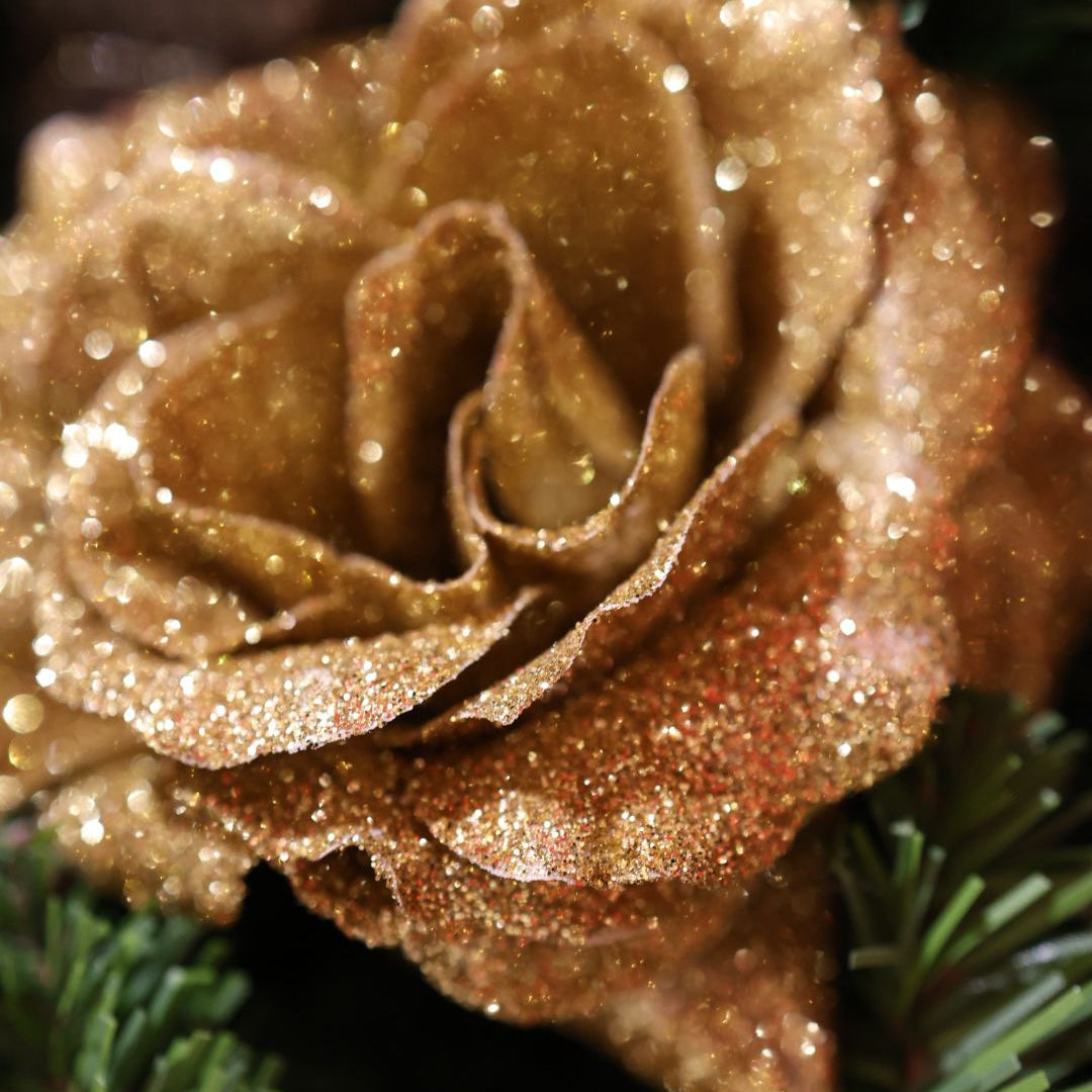 Rose Clip - Gold Glitter