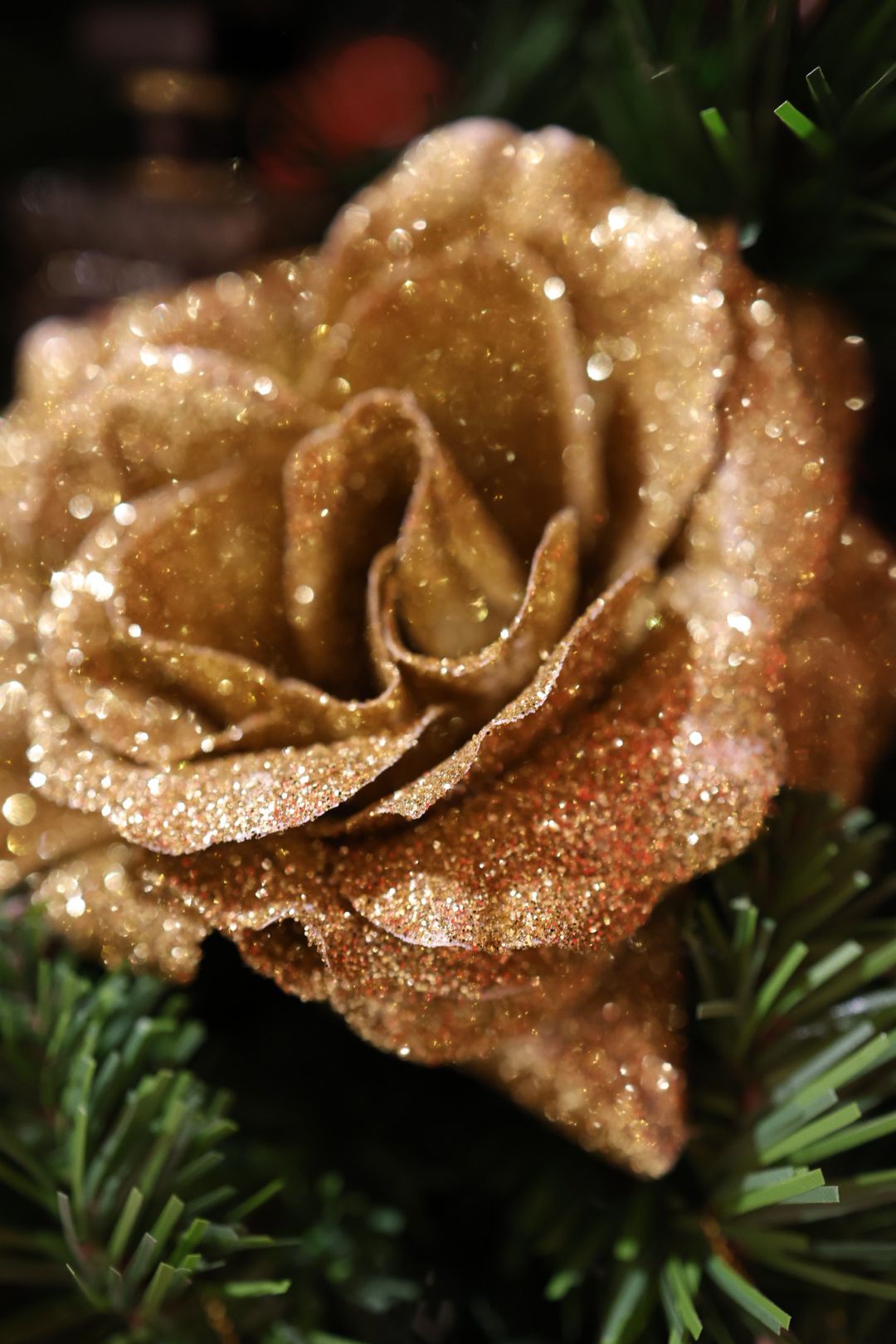 Rose Clip - Gold Glitter