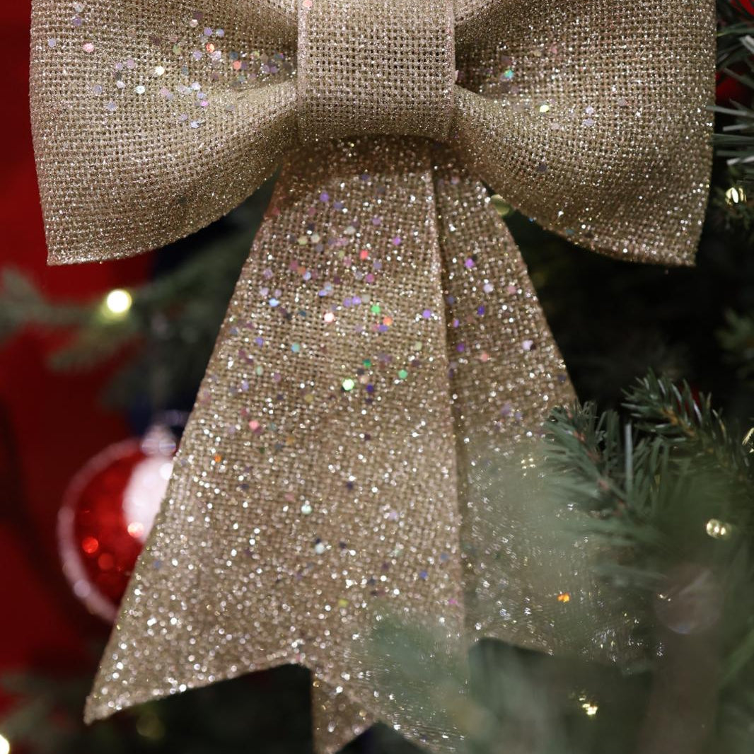 Silver glitter bow