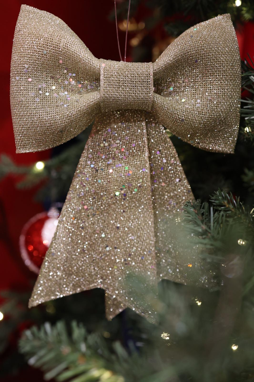 Silver glitter bow